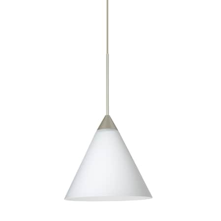 Besa Lighting Kani Cord Pendant, Opal Matte, Satin Nickel Finish, 1x50W Halogen 1XT-512107-SN
